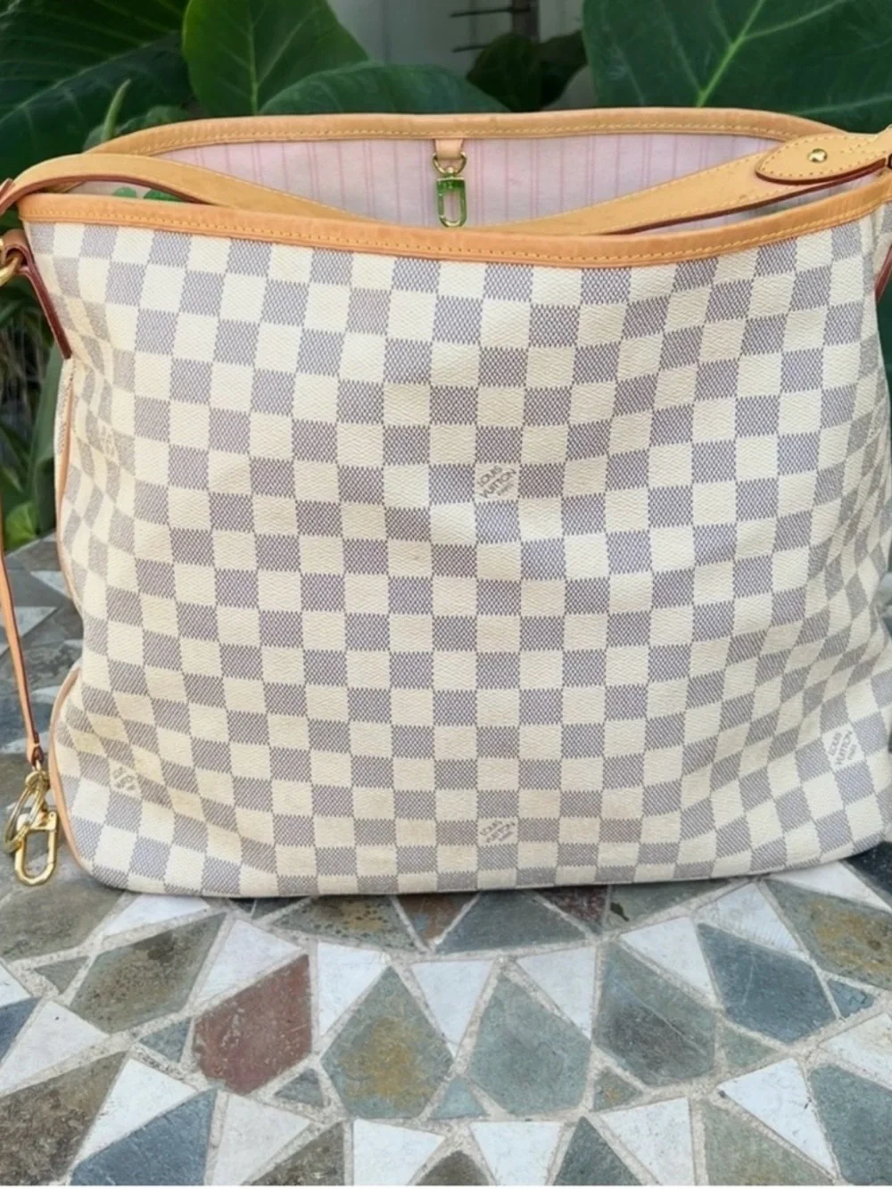 Louis Vuitton Delightful Damier Azul MM shoulder bag tote pink - Picture 2 of 11